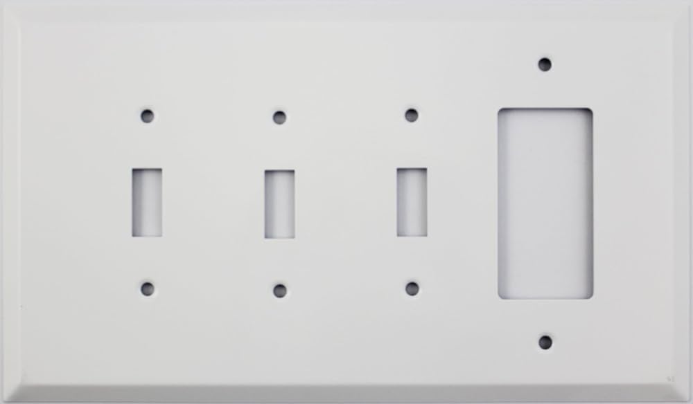 WALLHACK ホワイト Oversized Smooth White Jumbo 4 Gang Combo Switch Plate - 3